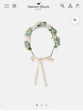 Sergent Major Girls' Floral Headband in Sage Green and Cream